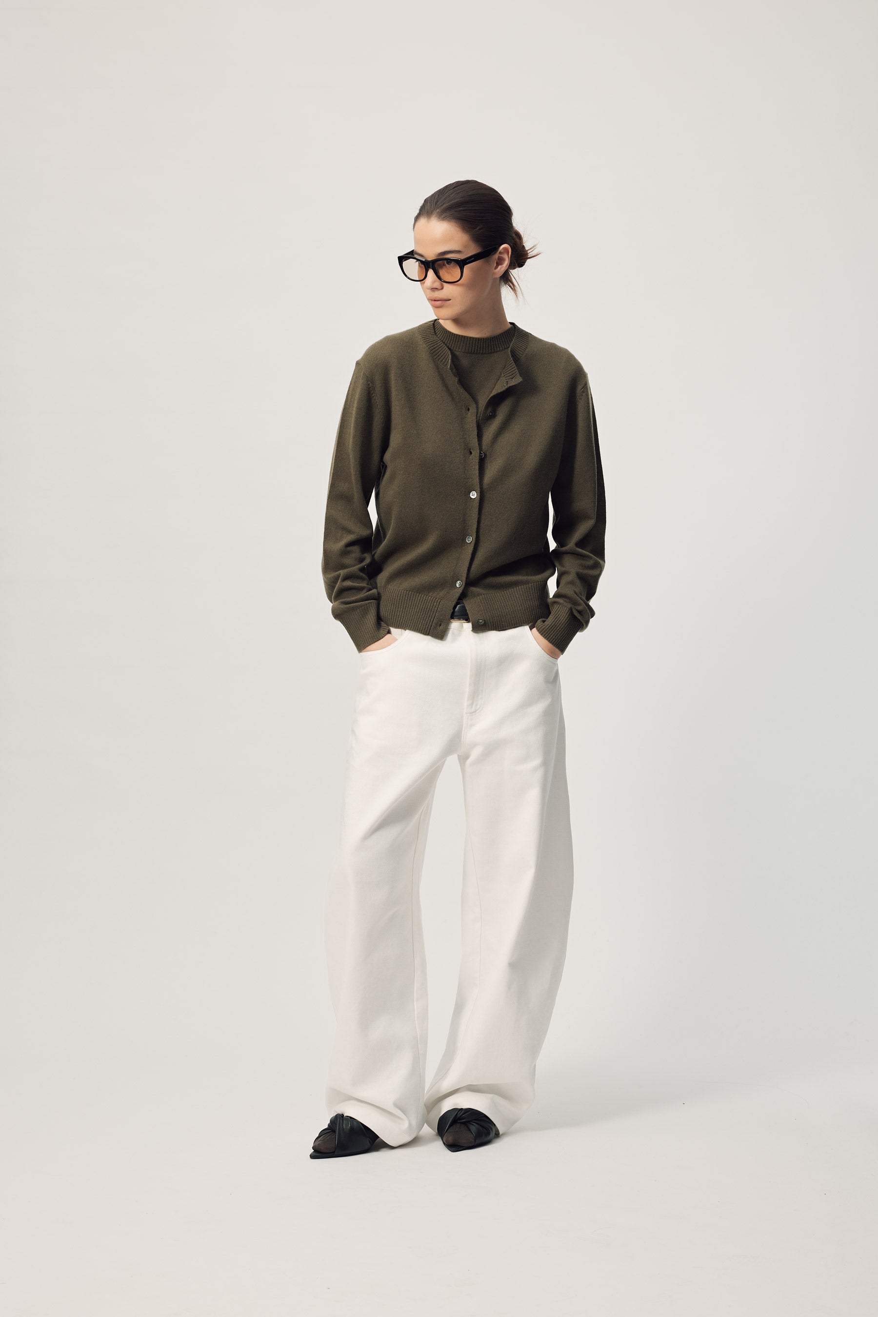 Farrah Knit Cardi AW26 Dark Khaki