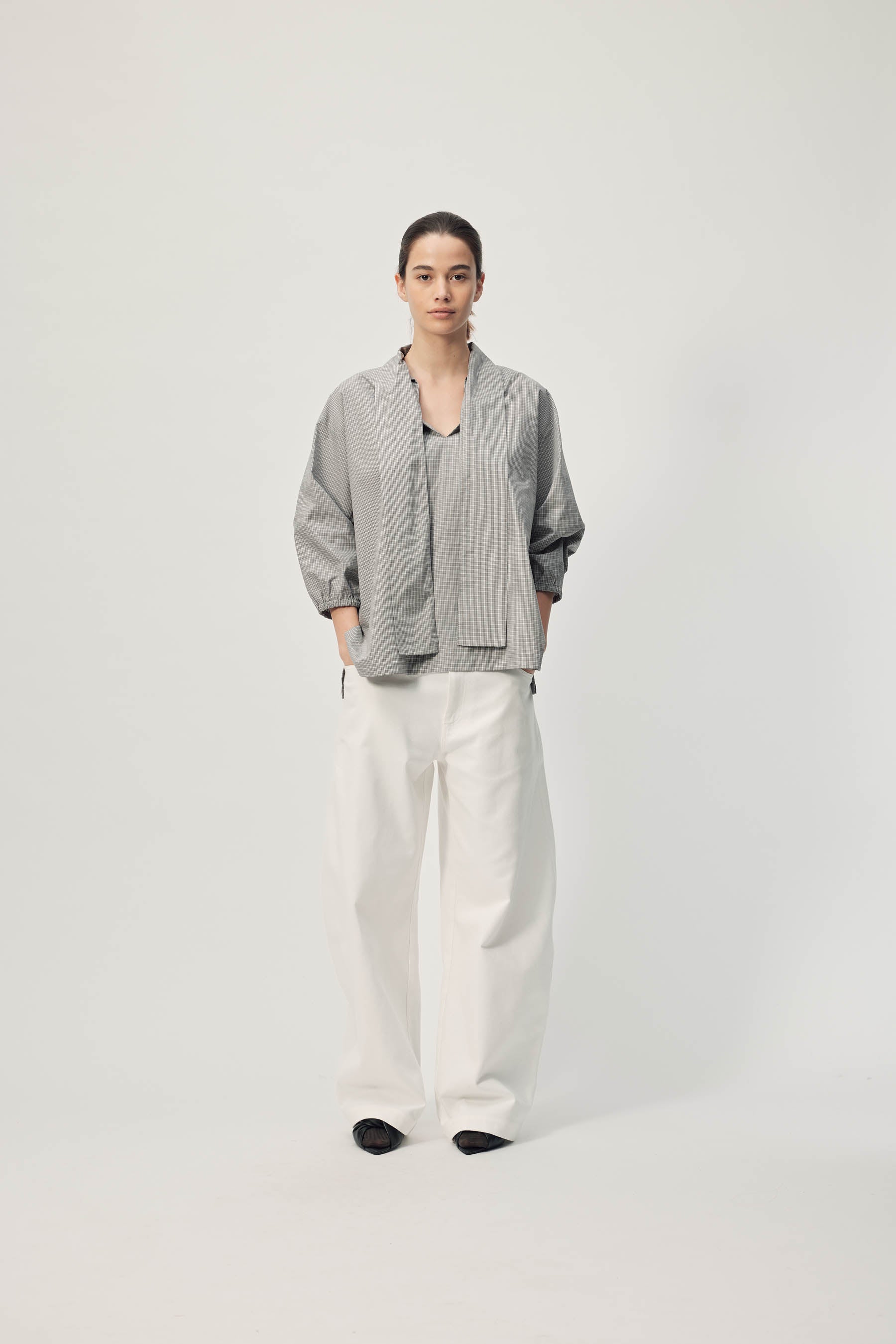 Sion Blouse AW26 Grey Mini Check