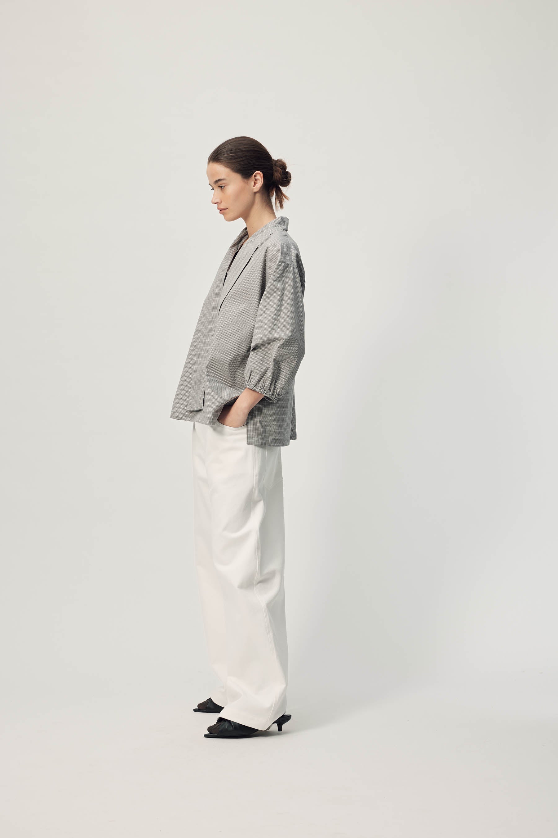 Sion Blouse AW26 Grey Mini Check
