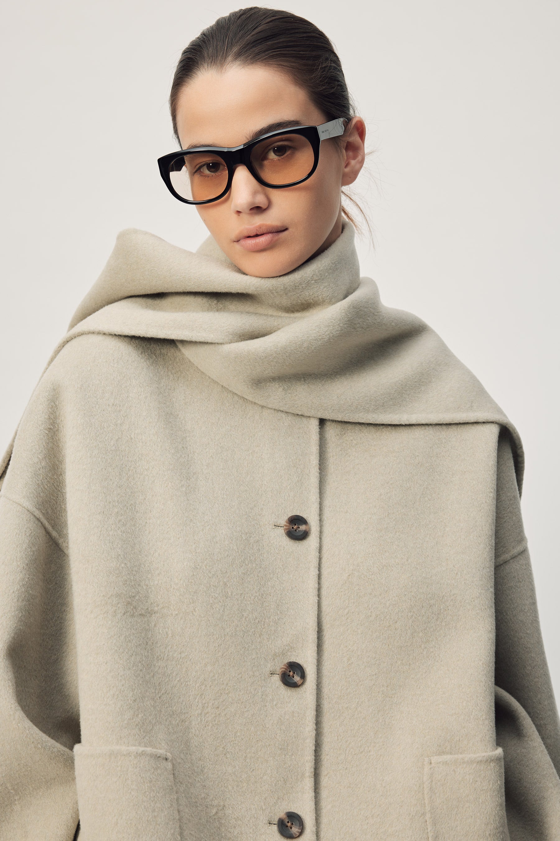 アトリエGG Greige Coat 25 Gregory Arin Jacket AW26 Dark Khaki Wool Cashmere | Elegant wool