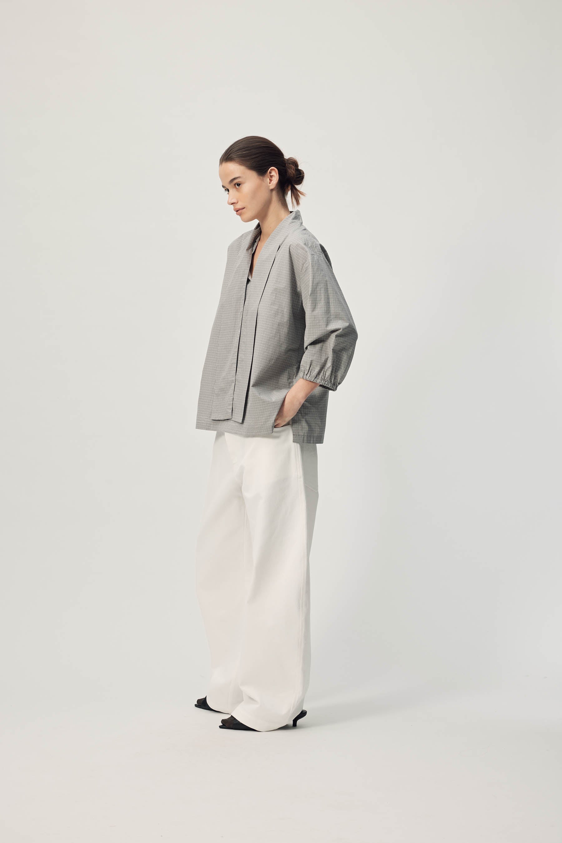 Sion Blouse  AW26 Grey Mini Check
