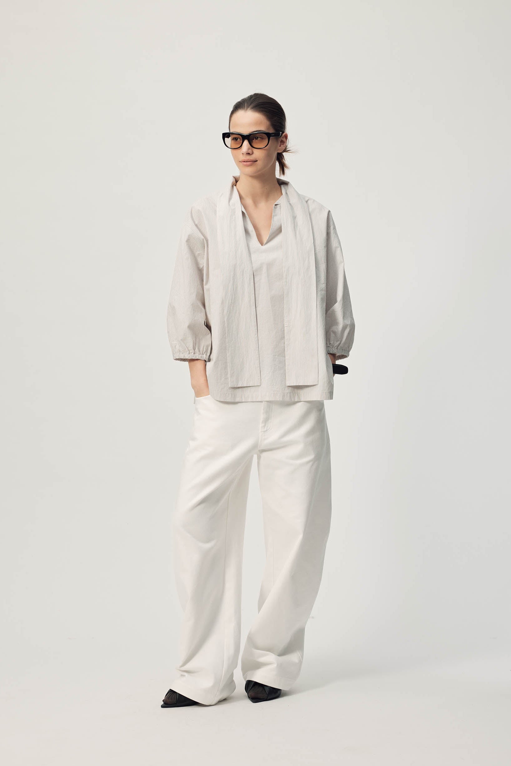 Sion Blouse  AW26 Pale Grey Stripe