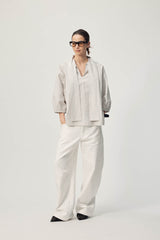 Sion Blouse  AW26 Pale Grey Stripe